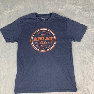 Ariat Graphic T-Shirt Men’s Medium Navy Blue Logo Tee Established 1993 Blemished